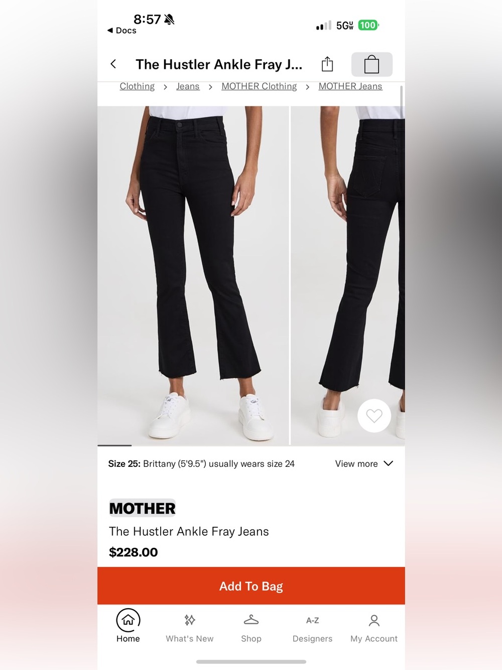 MOTHER Black Ankle Fray Jeans